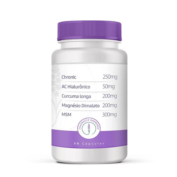 Chronic 250mg / Ácido Hialurônico 50mg / Curcuma longa 200mg / Magnésio Dimalato 200mg / MSM 300mg 30 Cápsulas