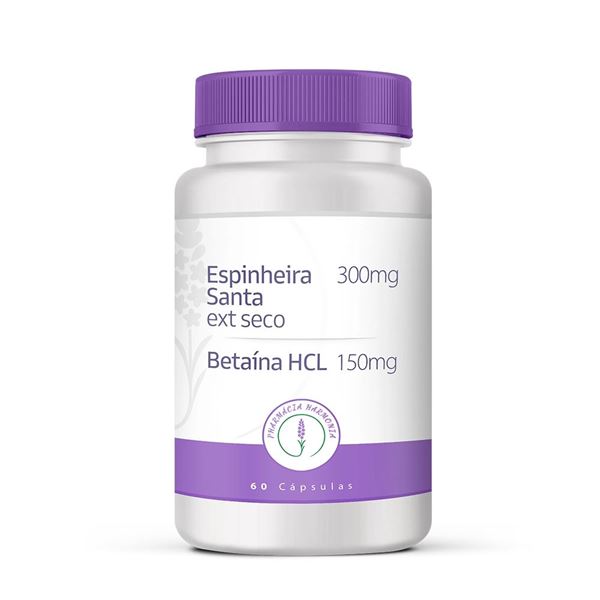 Espinheira Santa 300mg / Betaína HCL 150mg 60 Cápsulas