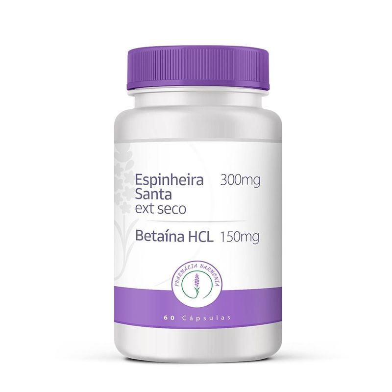 Espinheira Santa 300mg / Betaína HCL 150mg 60 Cápsulas